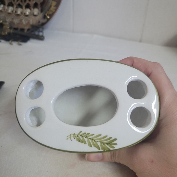 Vintage Italian Pottery Toothbrush Holder Bathroom Accessories Hand Painted - Picture 7 of 10